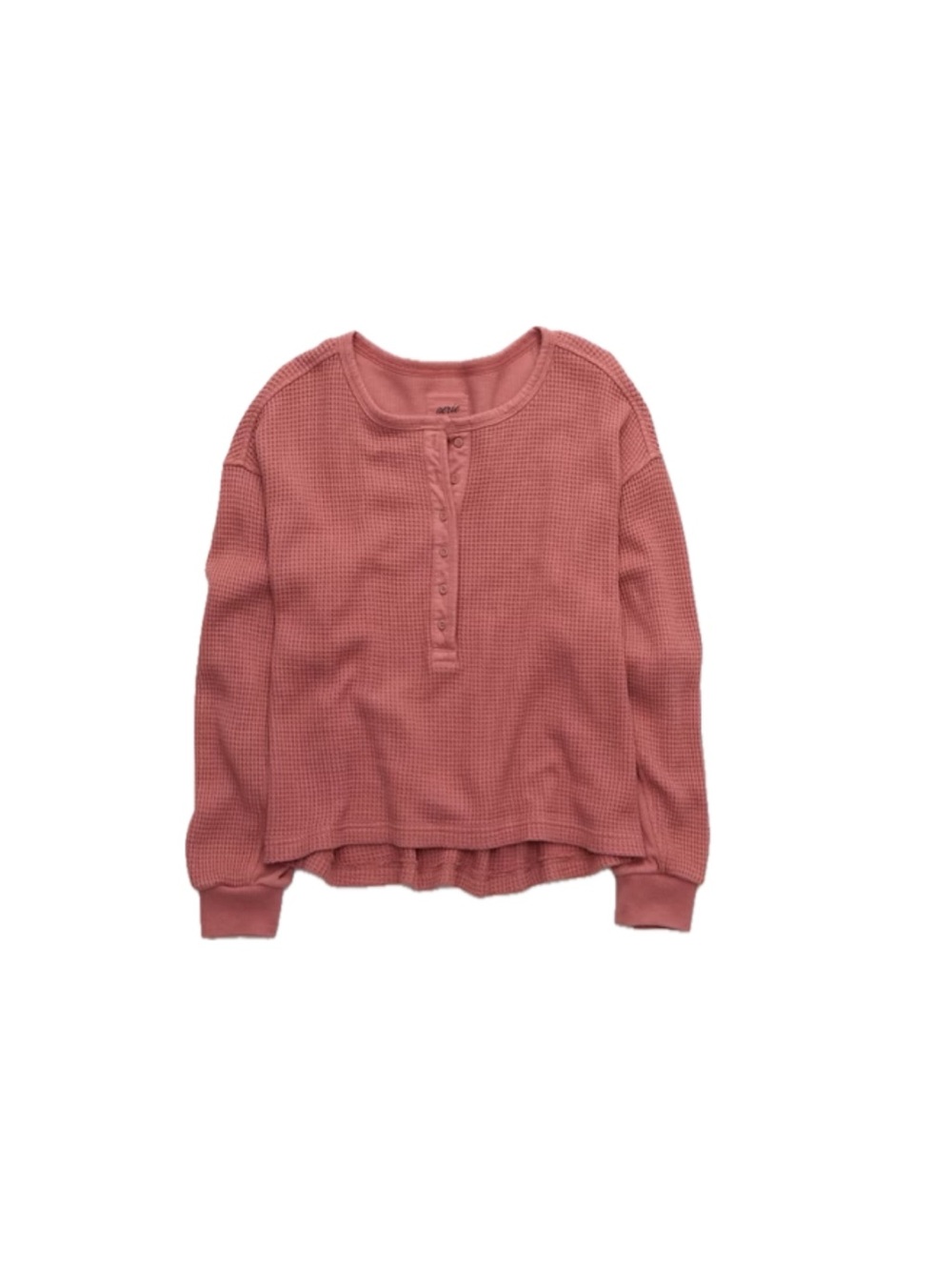 Aerie Waffle Henley Shirt - Lets Mauve, Size S